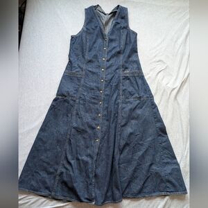 Pop Model Denim Button-Down Sleeveless Dress